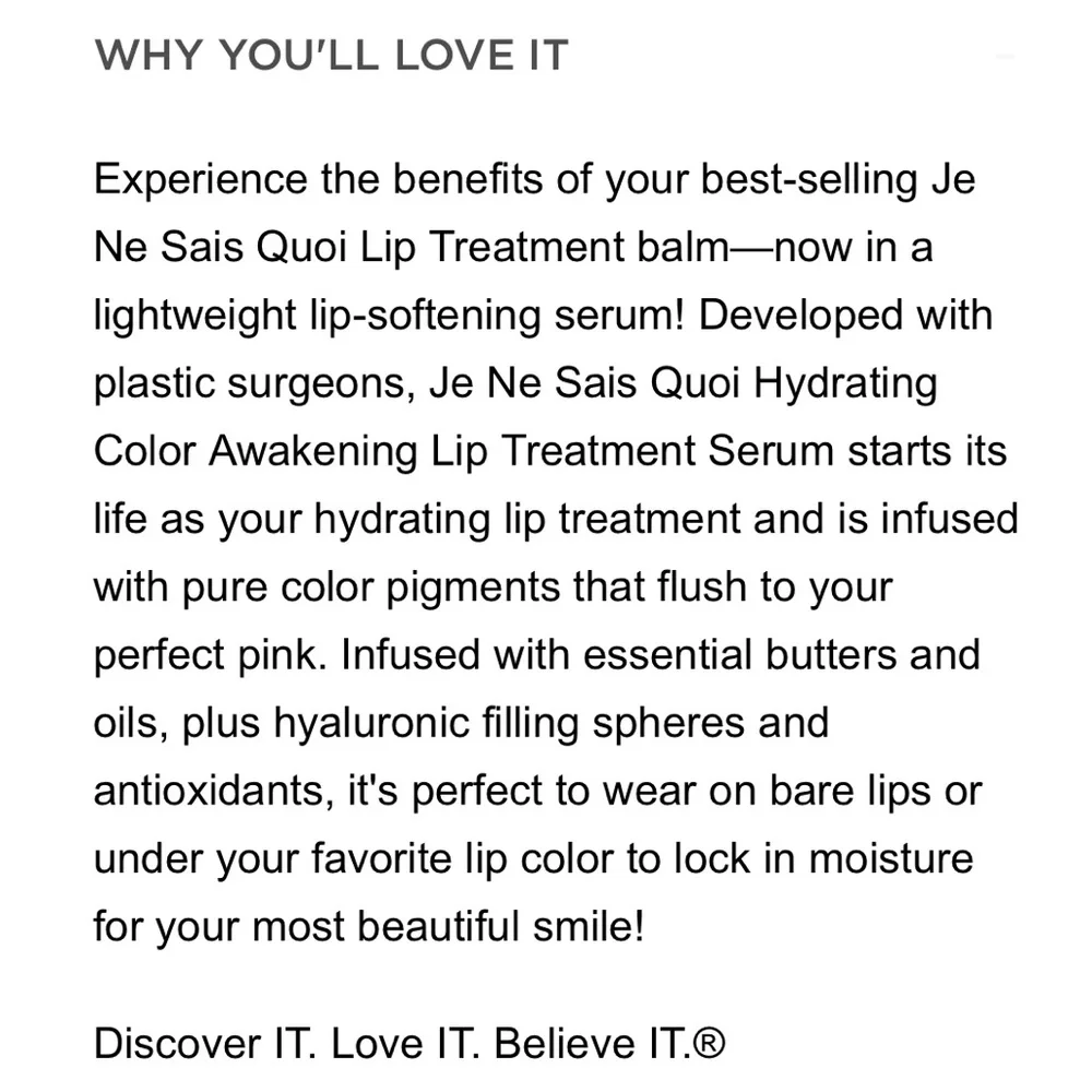 IT Cosmetics Je Ne Sais Quoi Hydrating Color Awakening Lip Treatment Serum